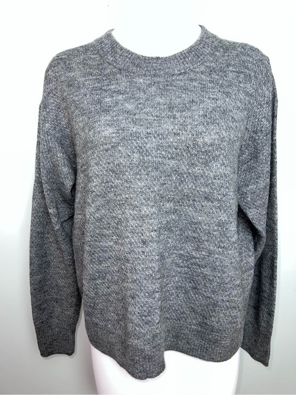 Quince Baby Alpaca Wool Diamond Stitch Crewneck Sweater Charcoal Gray Women’s XL